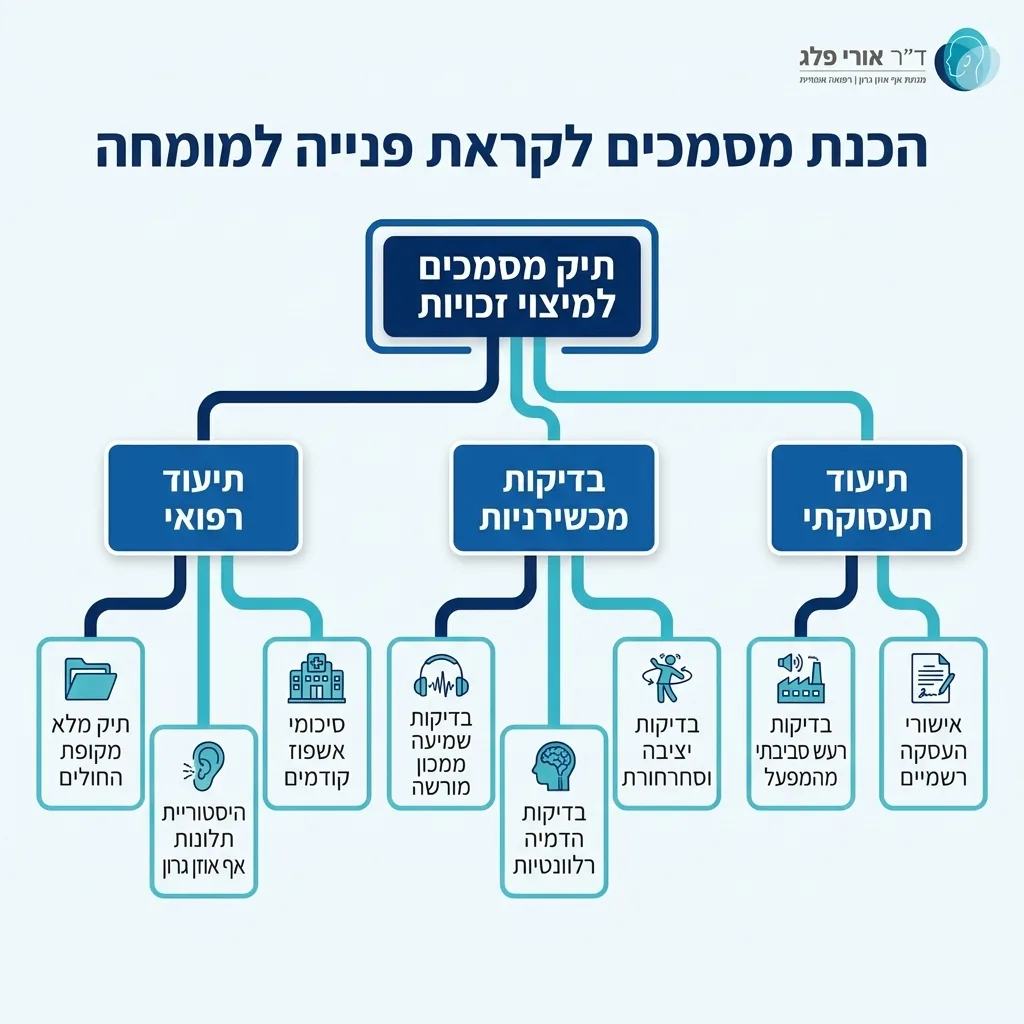אינפוגרפיקה — הכנת מסמכים לקראת פנייה למומחה: תיק מסמכים למיצוי זכויות
